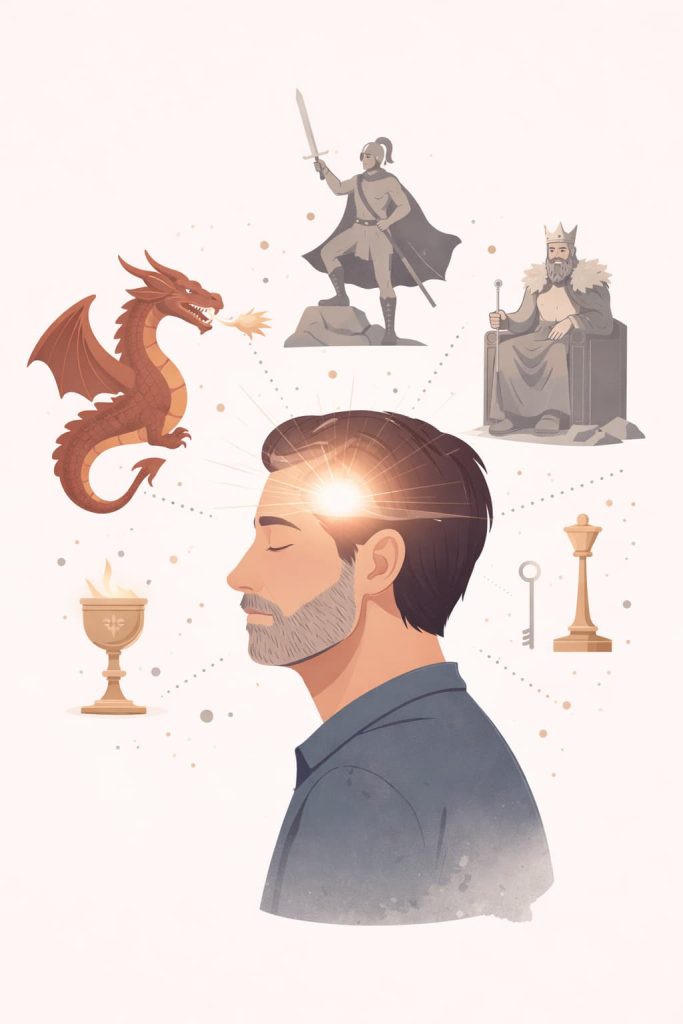 Hombre sabio y símbolos arquetípicos